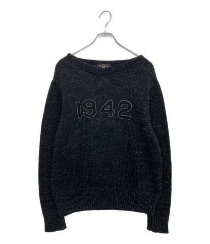 RRL RALPH LAUREN ニット アメリカ製 ボートネック レタード ブラック メンズ SIZE - ダブルアールエル