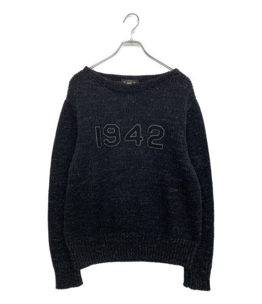 RRL Ralph Lauren ボーダーセーター ニット S ダブルアールエル RRL RALPH LAUREN ニット アメリカ製 ボートネック レタード ブラック