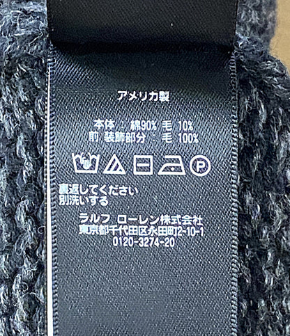 RRL RALPH LAUREN ニット アメリカ製 ボートネック レタード ブラック メンズ SIZE - ダブルアールエル
