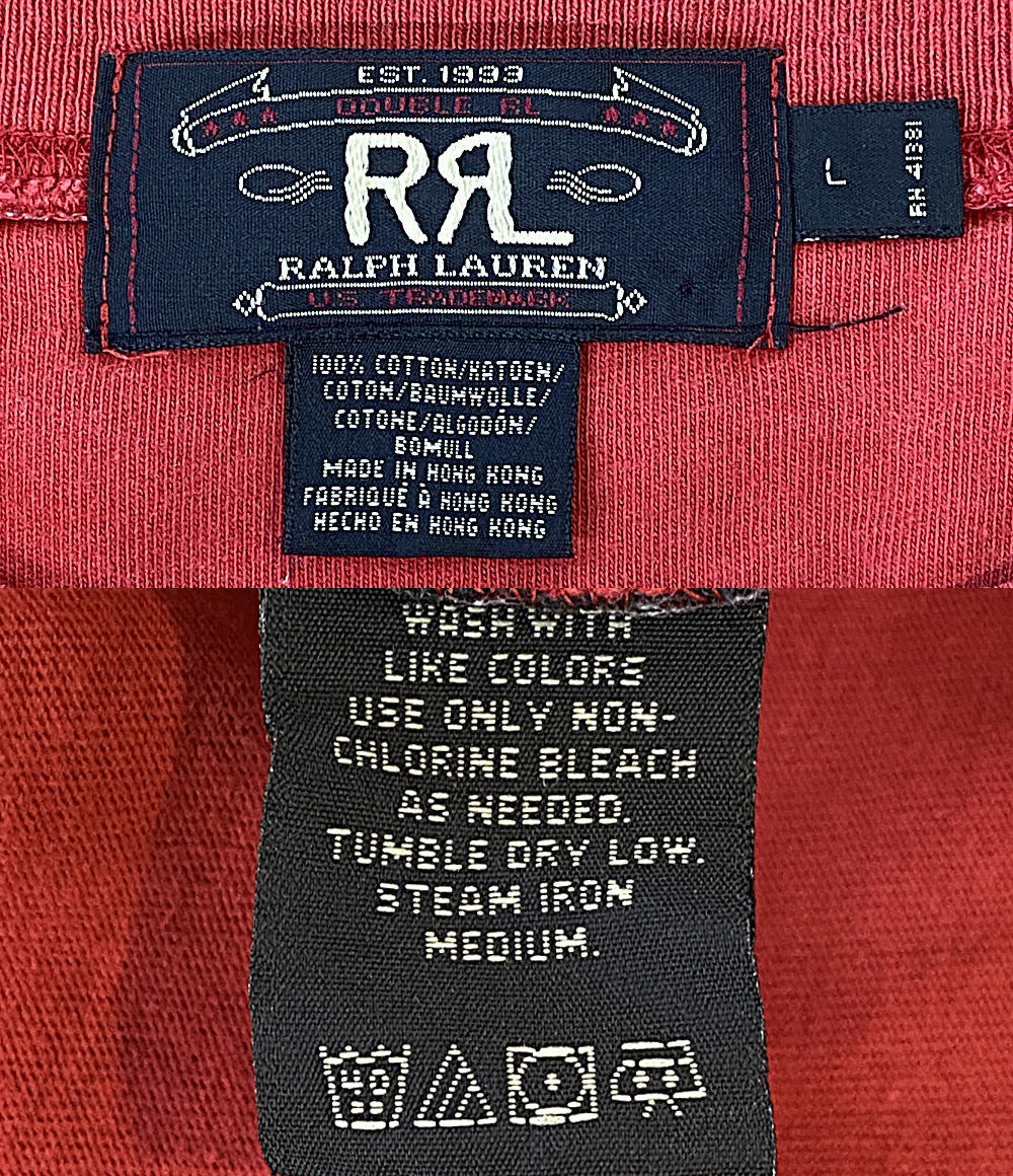 RRL RALPH LAUREN 半袖Ｔシャツ 90s HONGKONG製 ヘンリー スリースター RED メンズ SIZE L ダブルアールエル