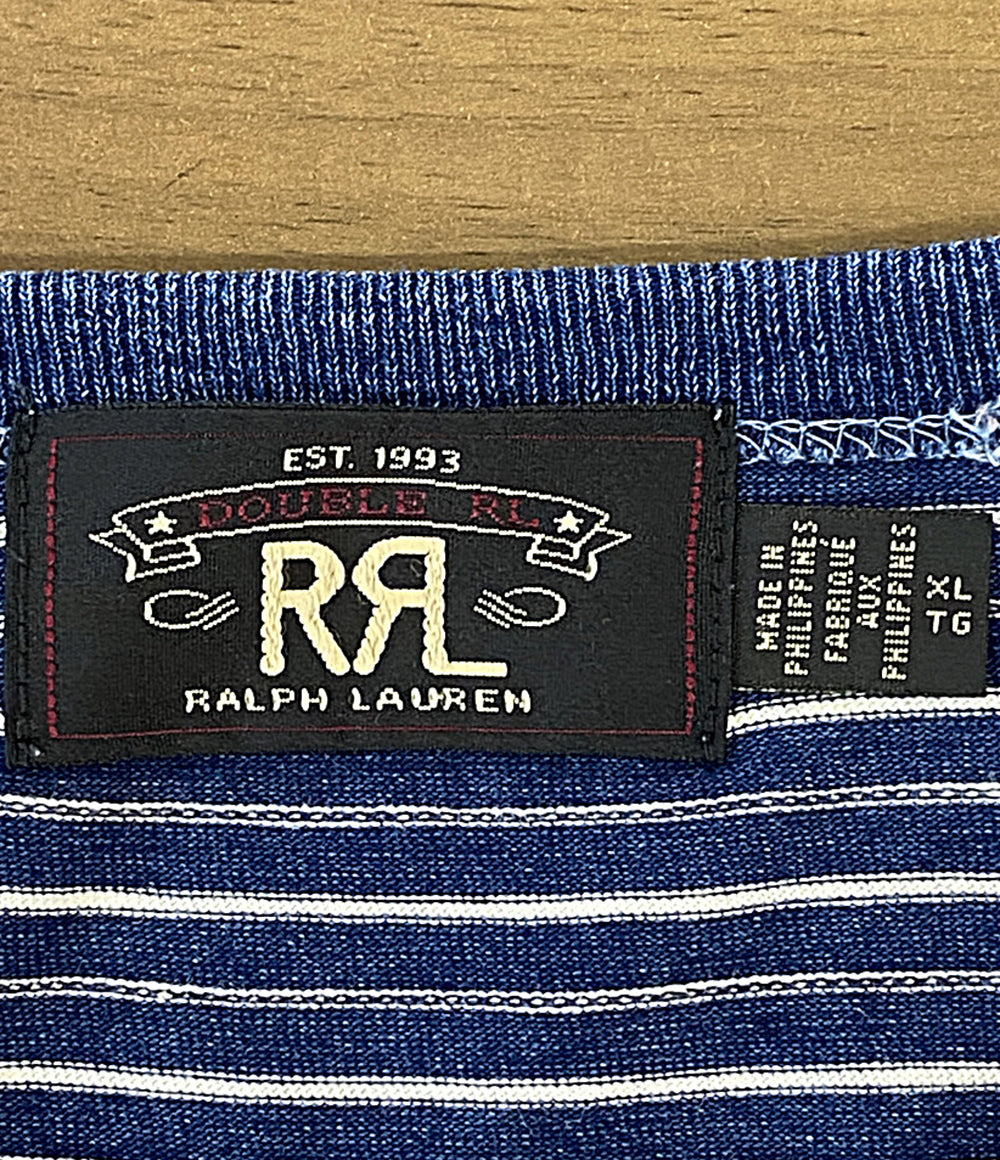 美品 RRL RALPH LAUREN 半袖Ｔシャツ インディゴストライプ ボーダー INDIGO メンズ SIZE XL ダブルアールエル