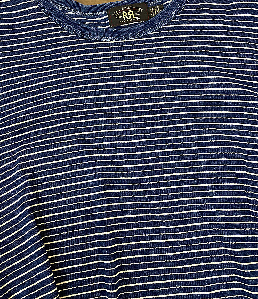 美品 RRL RALPH LAUREN 半袖Ｔシャツ インディゴストライプ ボーダー INDIGO メンズ SIZE XL ダブルアールエル