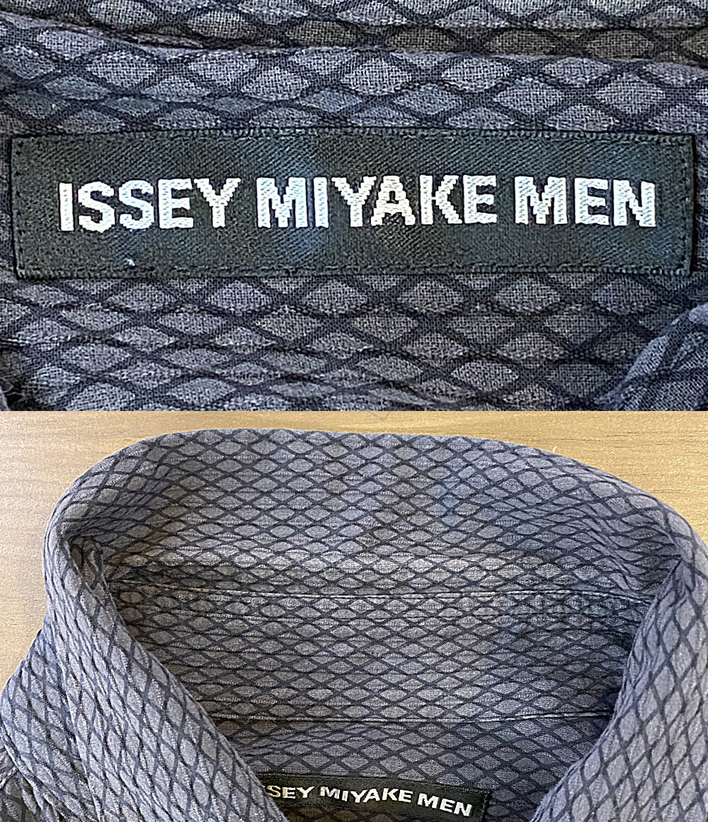 ISSEY MIYAKE MEN 半袖シャツ ストライプ 網目 2018 ME81FU122 メンズ SIZE 3 イッセイミヤケ メン