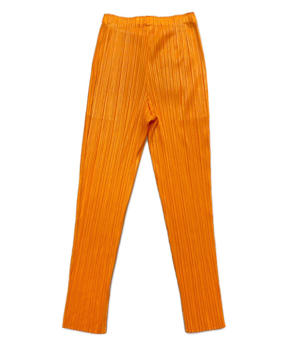 PLEATS PLEASE オレンジ ストレートパンツ レディース SIZE 3 プリーツプリーズ