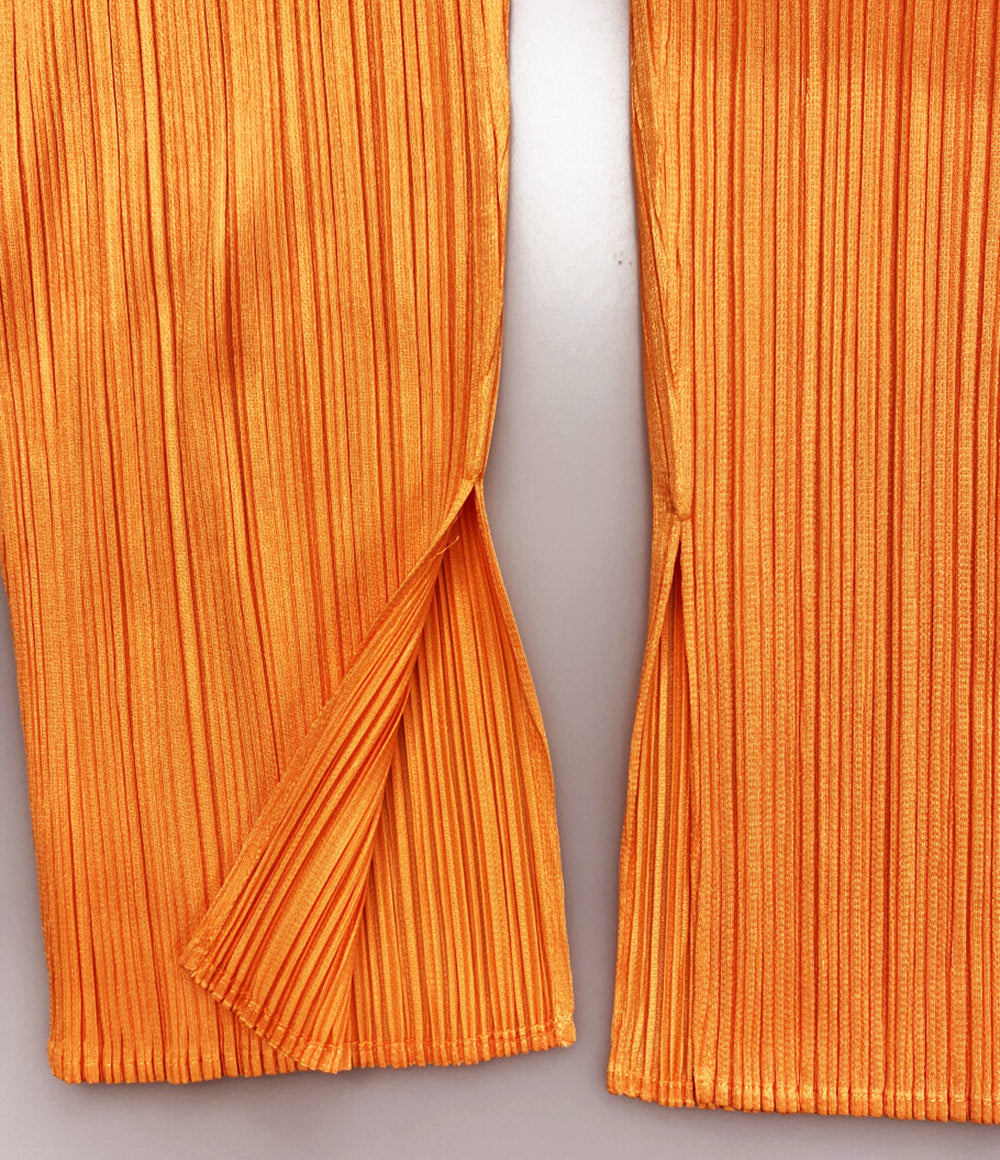 PLEATS PLEASE オレンジ ストレートパンツ レディース SIZE 3 プリーツプリーズ