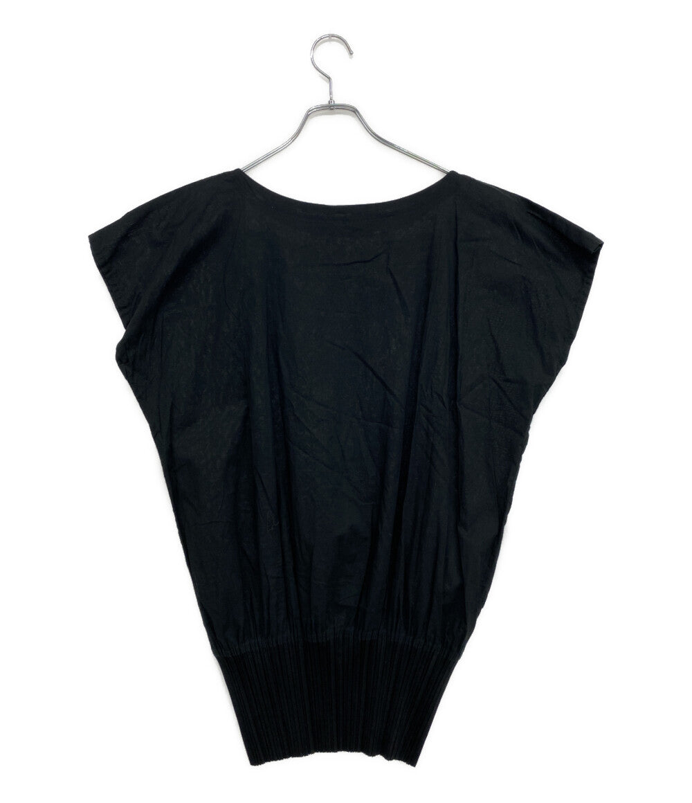 PLEATS PLEASE ブラウス ブラック 裾プリーツ フラワー刺しゅう PP31-JT794 レディース SIZE 3 プリーツプリーズ