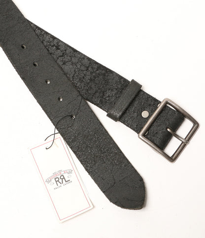 美品 RRL ディストレスト レザー ベルト ブラック メンズ SIZE 34 ダブルアールエル