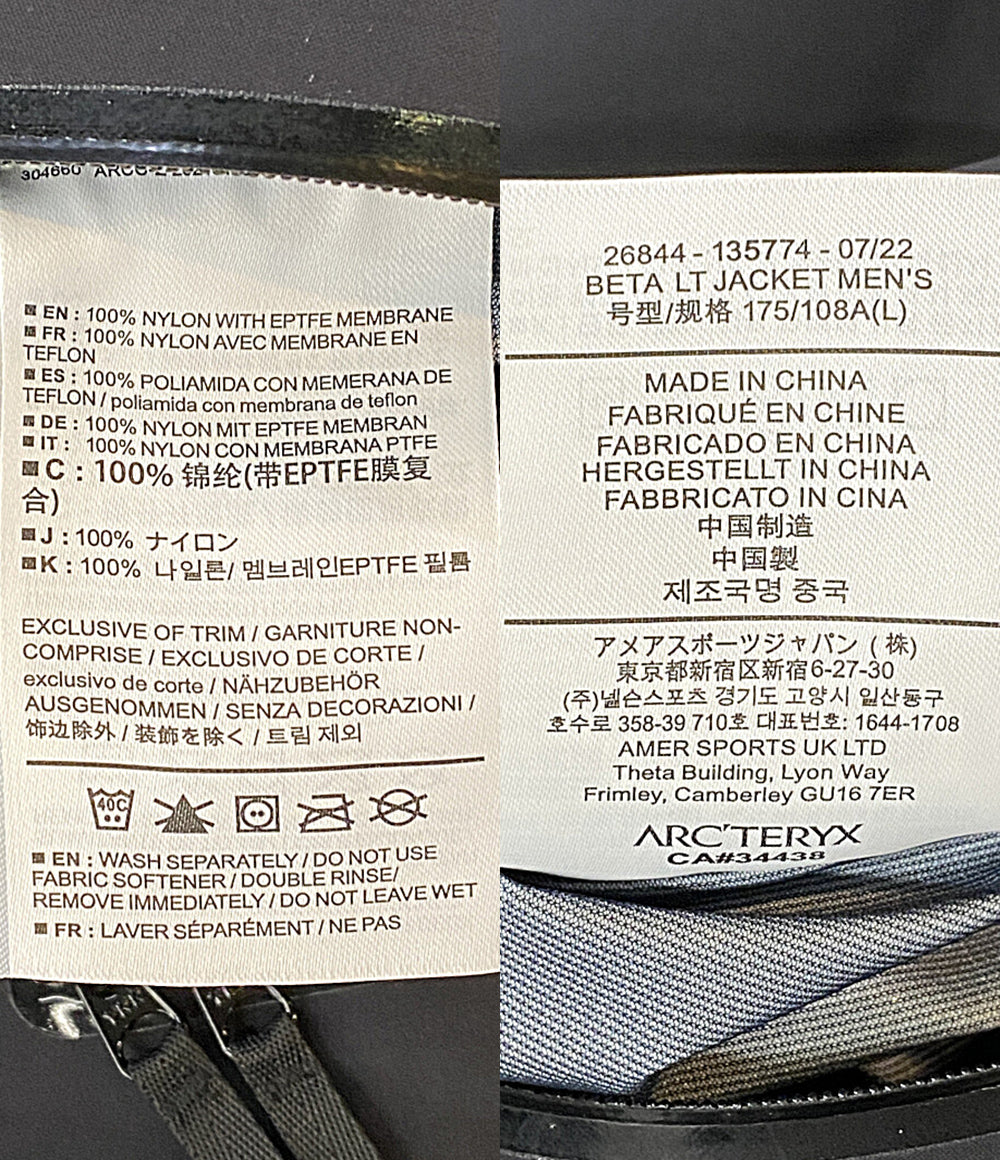 ARC'TERYX マウンテンパーカー Beta LT jacket ブラック メンズ SIZE L アークテリクス