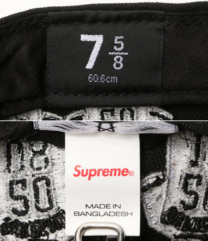美品 NEW ERA × supreme シュプリーム キャップ ブラック world famous メンズ SIZE 60.6cm ニューエラ
