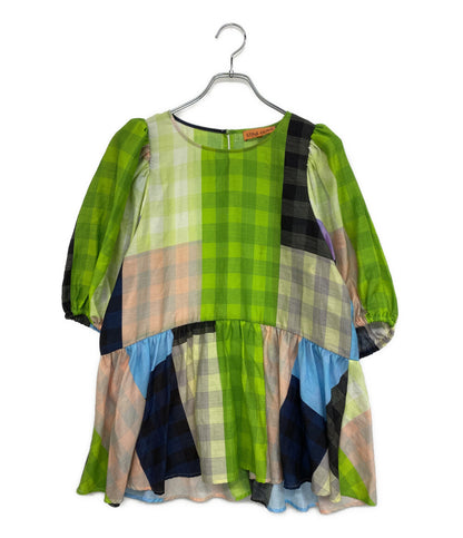 STINE GOYA スティーヌ・ゴヤ 半袖シャツ パフスリーブ マルチカラー チェック レディース SIZE L