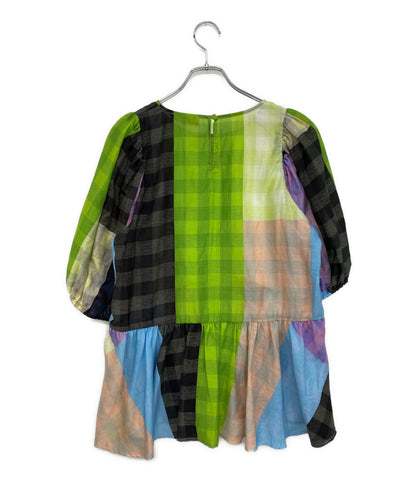 STINE GOYA スティーヌ・ゴヤ 半袖シャツ パフスリーブ マルチカラー チェック レディース SIZE L