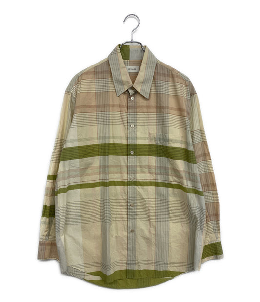 美品 LEMAIRE 長袖シャツ チェック柄 ベージュ 25ss 96-05-51-01016 メンズ SIZE S ルメール