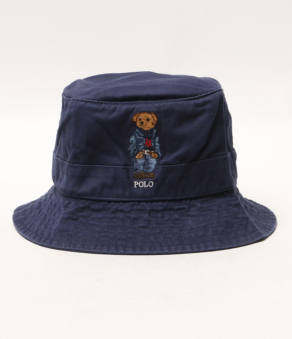 美品 POLO RALPH LAUREN POLO BEAR バケットハット ネイビー メンズ SIZE 58cm ポロ・ラルフローレン