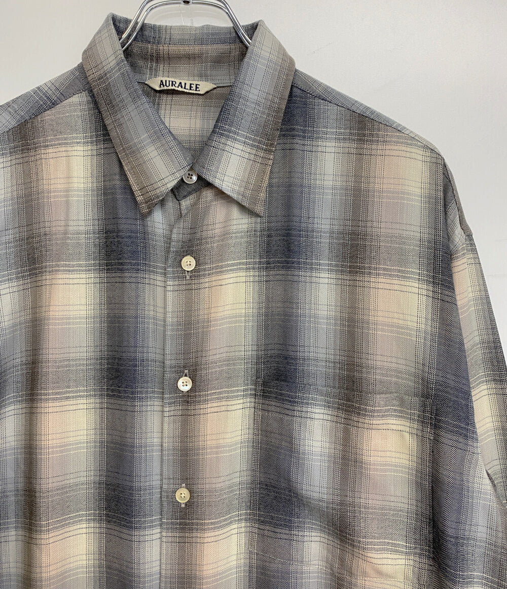 AURALEE 長袖シャツ 24SS グレー×ピンク チェック メンズ SIZE 4
