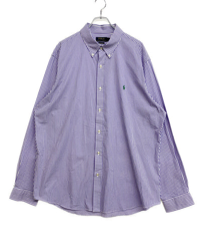 美品 POLO RALPH LAUREN 長袖シャツ ストライプ パープル メンズ SIZE XXL ポロ・ラルフローレン