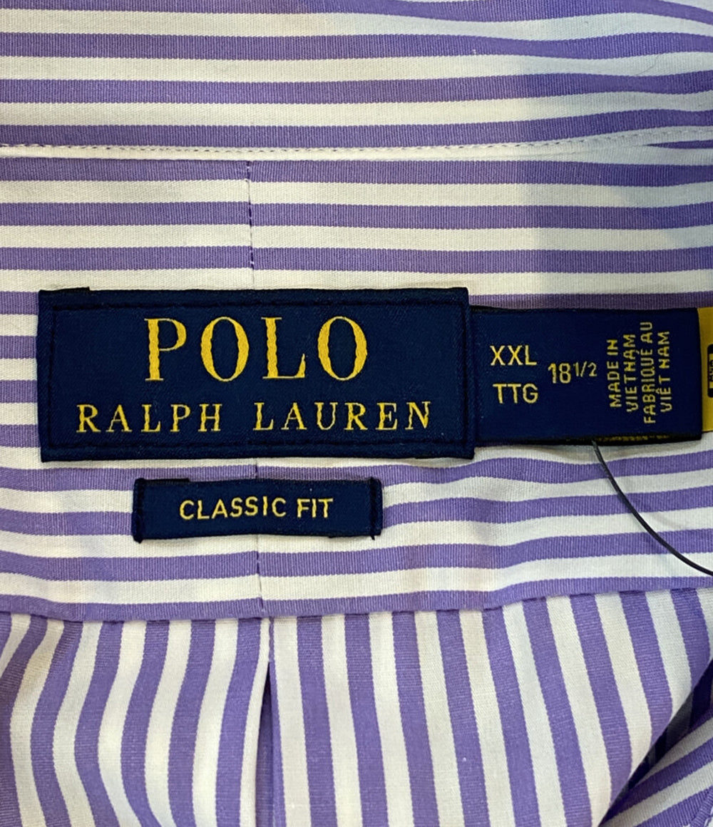 美品 POLO RALPH LAUREN 長袖シャツ ストライプ パープル メンズ SIZE XXL ポロ・ラルフローレン