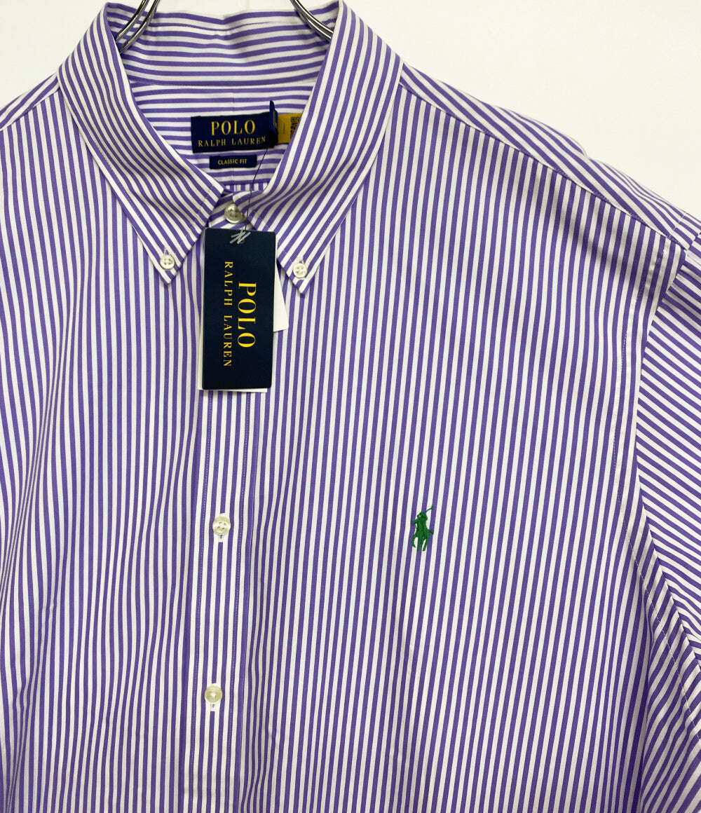 美品 POLO RALPH LAUREN 長袖シャツ ストライプ パープル メンズ SIZE XXL ポロ・ラルフローレン
