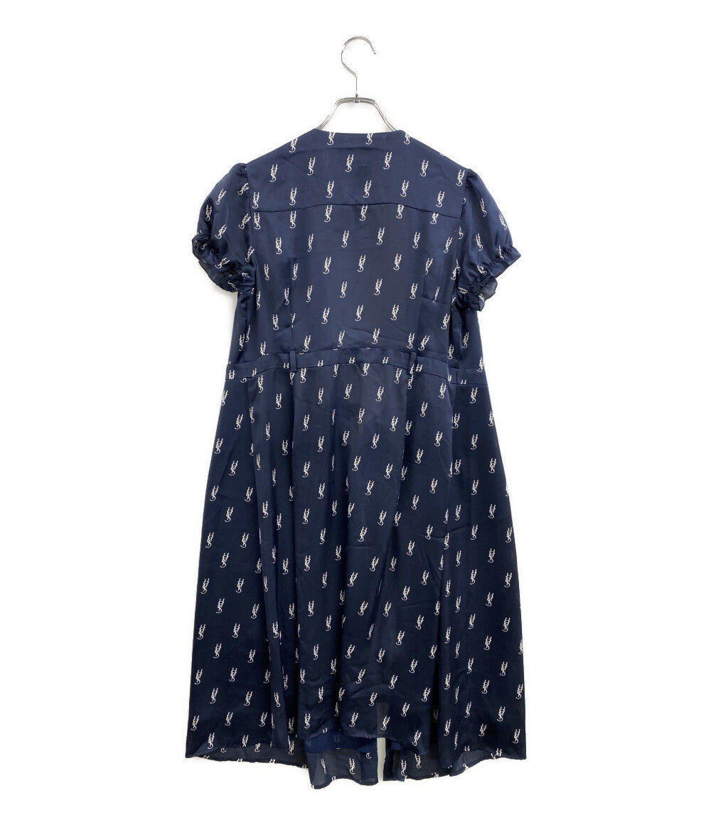 HYSTERIC GLAMOUR 半袖ワンピース ネイビー 01201AO04 レディース SIZE F ヒステリックグラマー