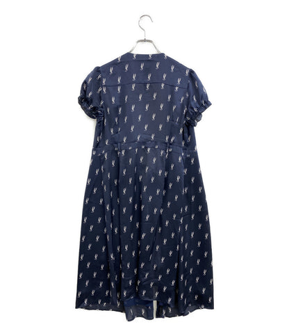 HYSTERIC GLAMOUR 半袖ワンピース ネイビー 01201AO04 レディース SIZE F ヒステリックグラマー