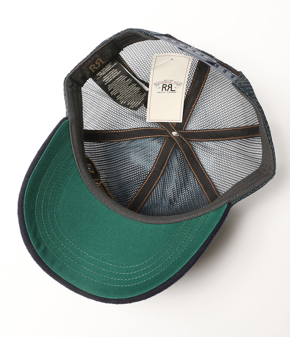 美品 RRL RALPH LAUREN キャップ フェルトビル メッシュ トラッカー NAVY メンズ SIZE ONE