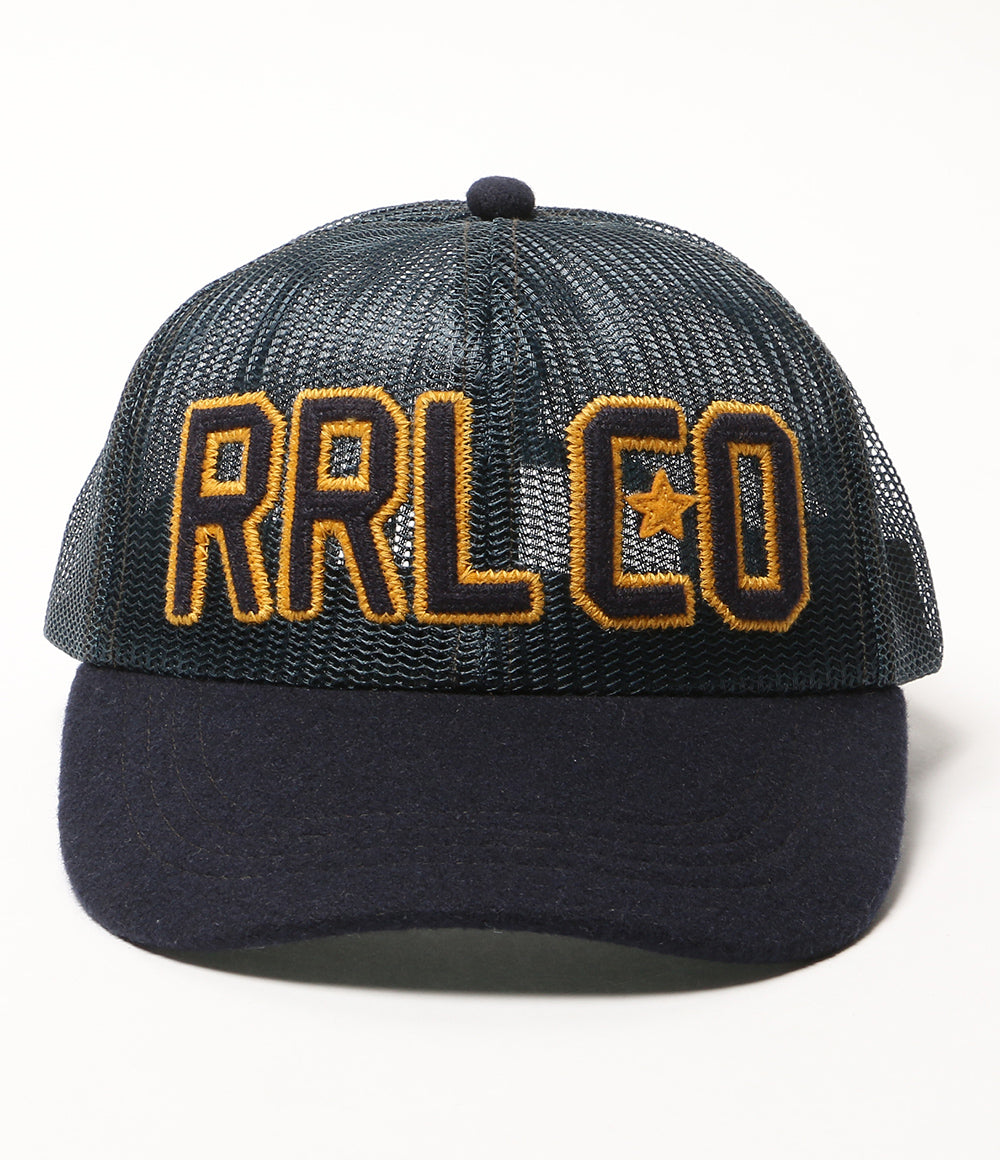美品 RRL RALPH LAUREN キャップ フェルトビル メッシュ トラッカー NAVY メンズ SIZE ONE