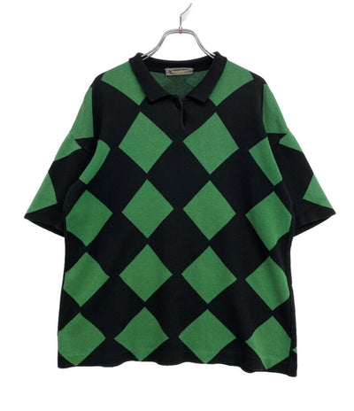 ISSEY MIYAKE ニット ブラック グリーン ダイヤ 80s レディース SIZE M イッセイミヤケ