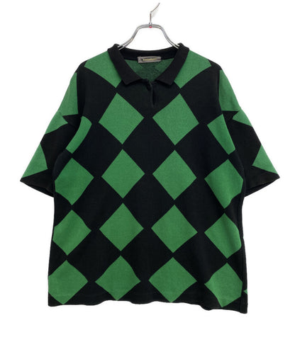 ISSEY MIYAKE ニット ブラック グリーン ダイヤ 80s レディース SIZE M イッセイミヤケ