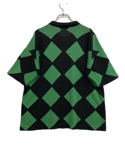 ISSEY MIYAKE ニット ブラック グリーン ダイヤ 80s レディース SIZE M イッセイミヤケ