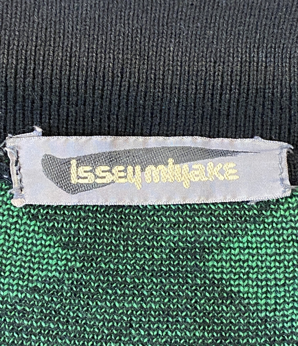 ISSEY MIYAKE ニット ブラック グリーン ダイヤ 80s レディース SIZE M イッセイミヤケ