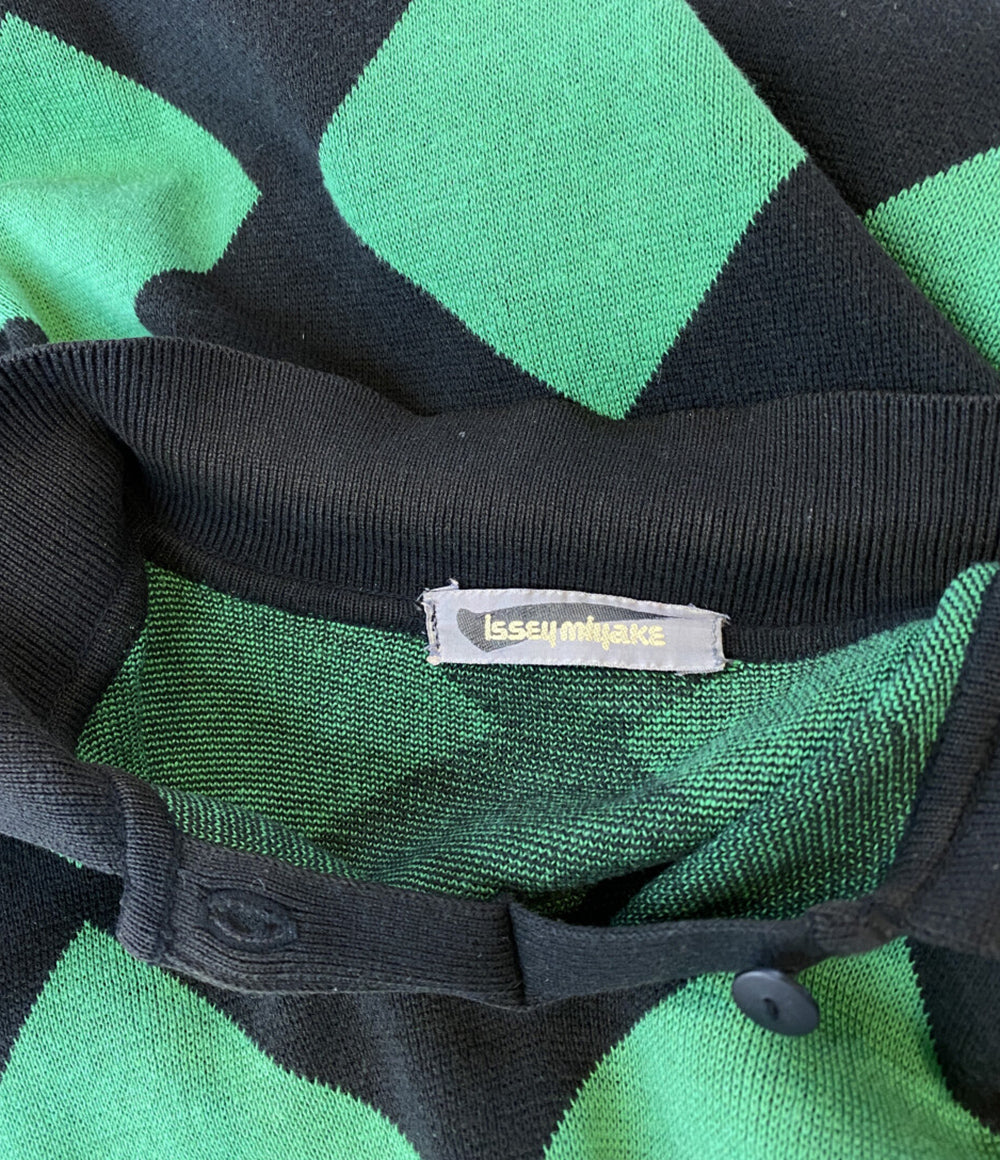 ISSEY MIYAKE ニット ブラック グリーン ダイヤ 80s レディース SIZE M イッセイミヤケ