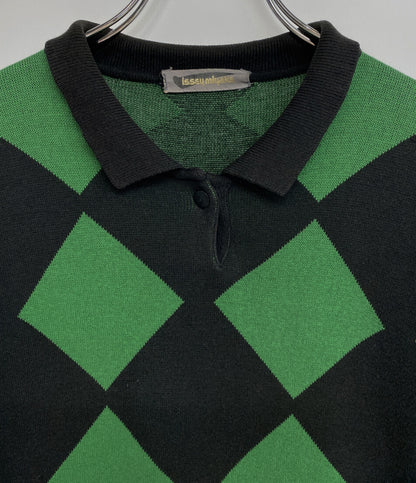 ISSEY MIYAKE ニット ブラック グリーン ダイヤ 80s レディース SIZE M イッセイミヤケ