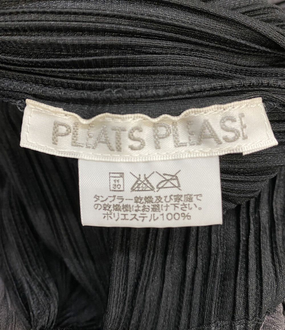 PLEATS PLEASE カーディガン ブラック プリーツ ブラウン 折り返し レディース SIZE 3 プリーツプリーズ