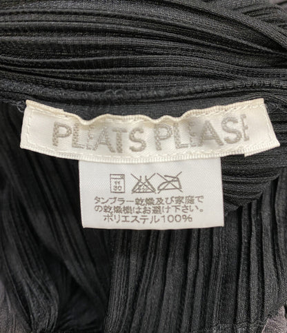 PLEATS PLEASE カーディガン ブラック プリーツ ブラウン 折り返し レディース SIZE 3 プリーツプリーズ