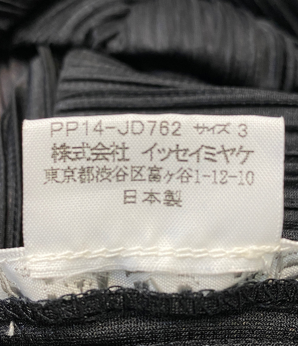 PLEATS PLEASE カーディガン ブラック プリーツ ブラウン 折り返し レディース SIZE 3 プリーツプリーズ
