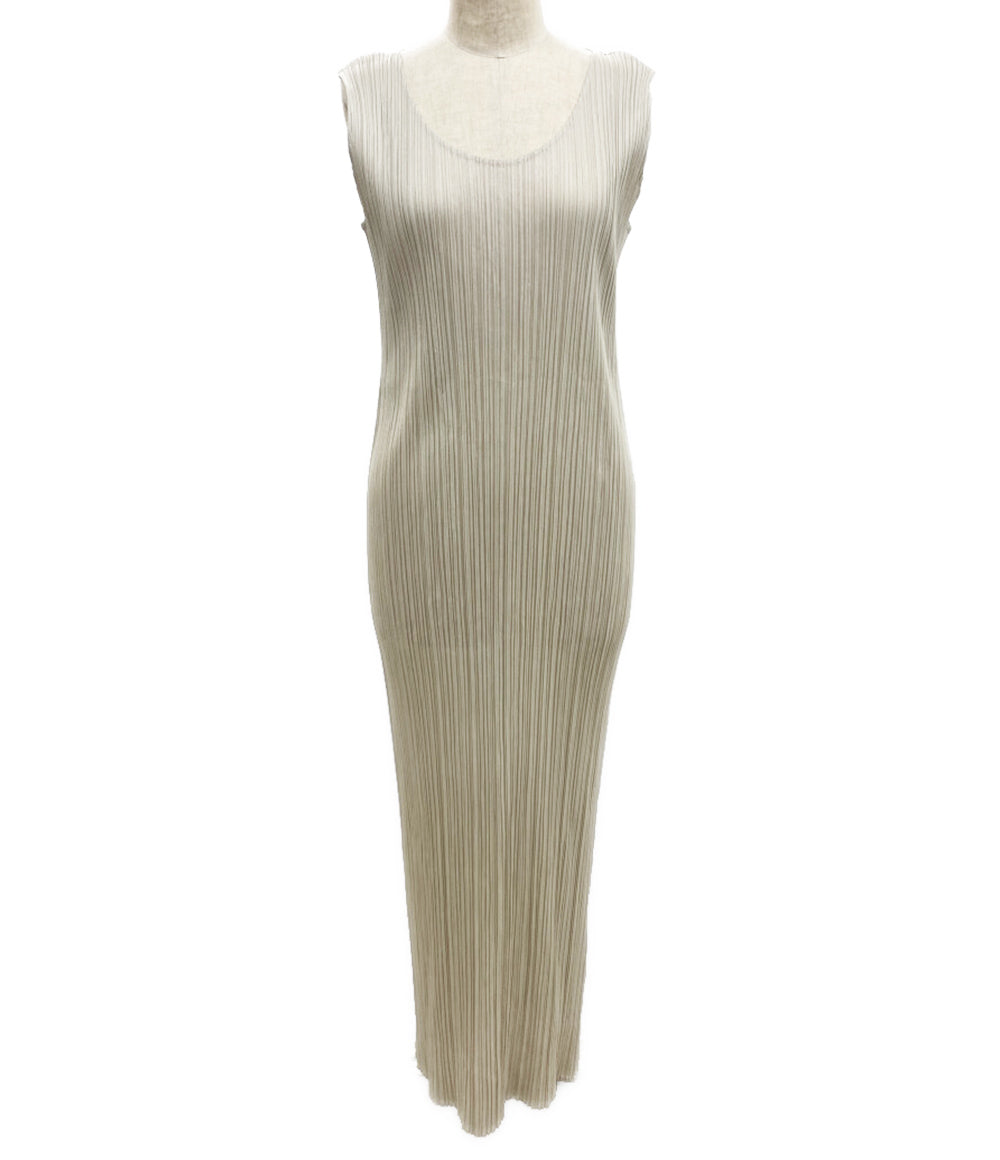 PLEATS PLEASE ノースリーブワンピース PP12-JH301 ベージュ レディース SIZE 4 プリーツプリーズ