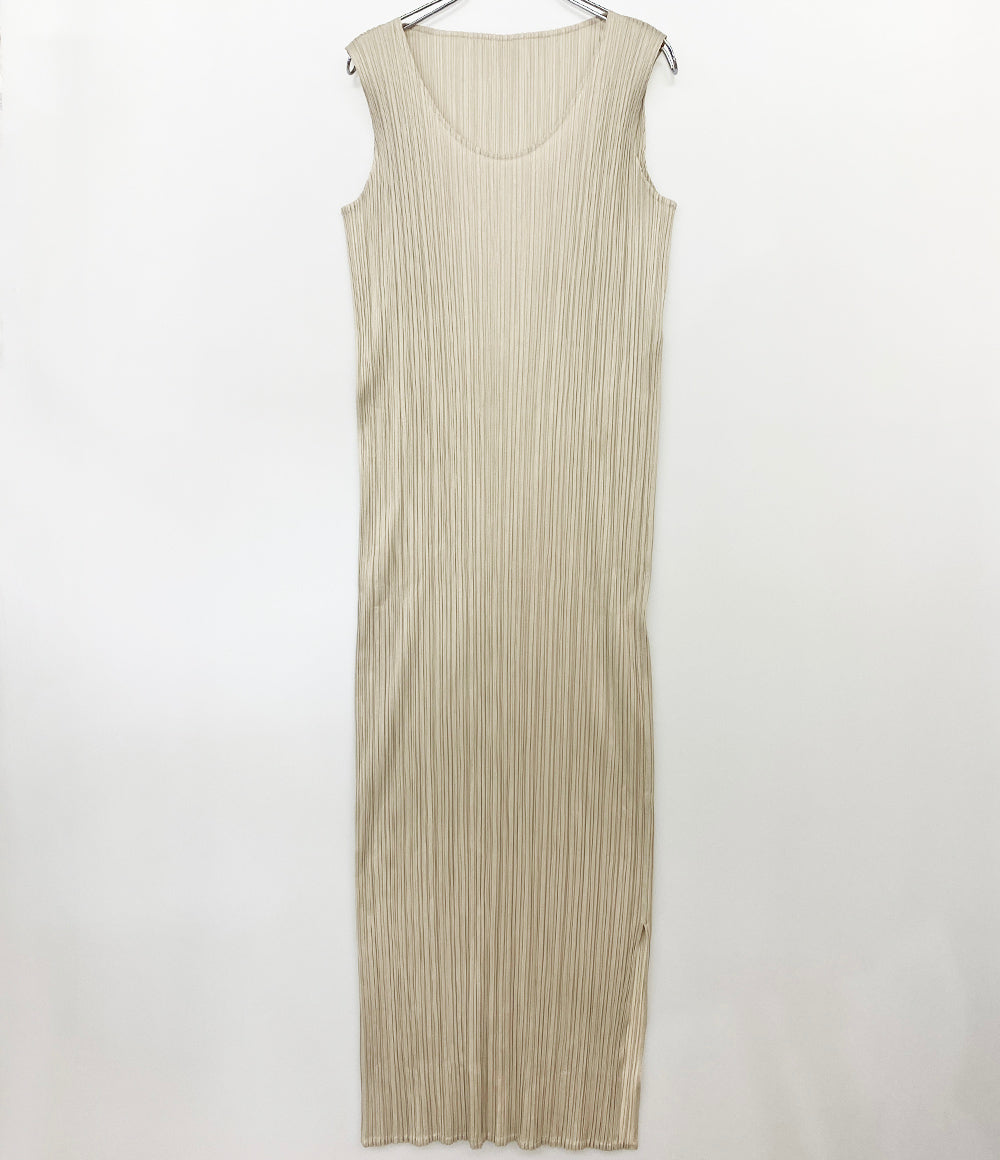PLEATS PLEASE ノースリーブワンピース PP12-JH301 ベージュ レディース SIZE 4 プリーツプリーズ