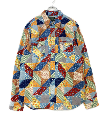 美品 POLO COUNTRY RALPH LAUREN 長袖シャツ PATCHWORK PRINT WESTERN SHIRT メンズ SIZE L ポロカントリー ラルフローレン