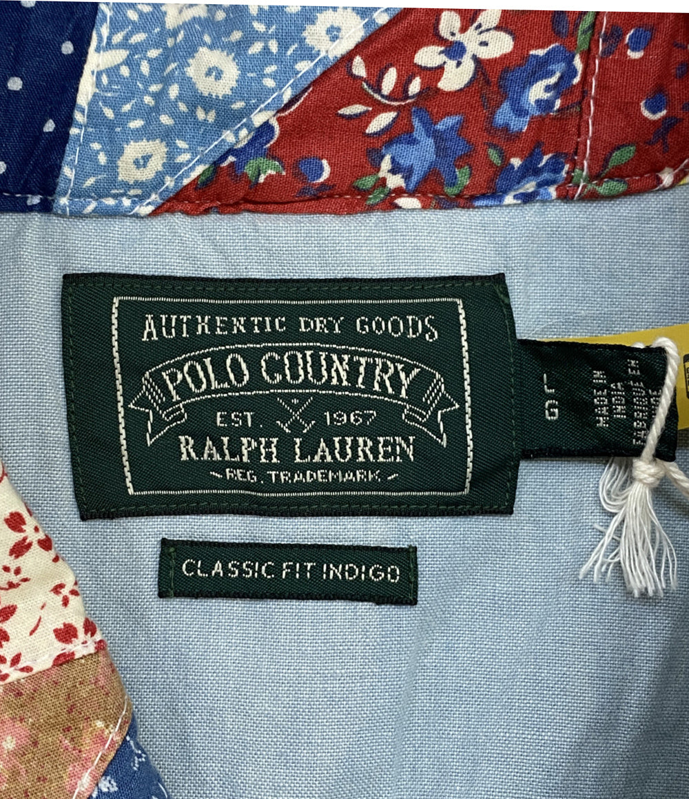 美品 POLO COUNTRY RALPH LAUREN 長袖シャツ PATCHWORK PRINT WESTERN SHIRT メンズ SIZE L ポロカントリー ラルフローレン