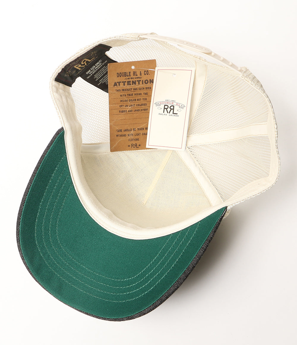美品 RRL RALPH LAUREN キャップ RANCH ロゴ デニム トラッカー ブラック メンズ ダブルアールエル