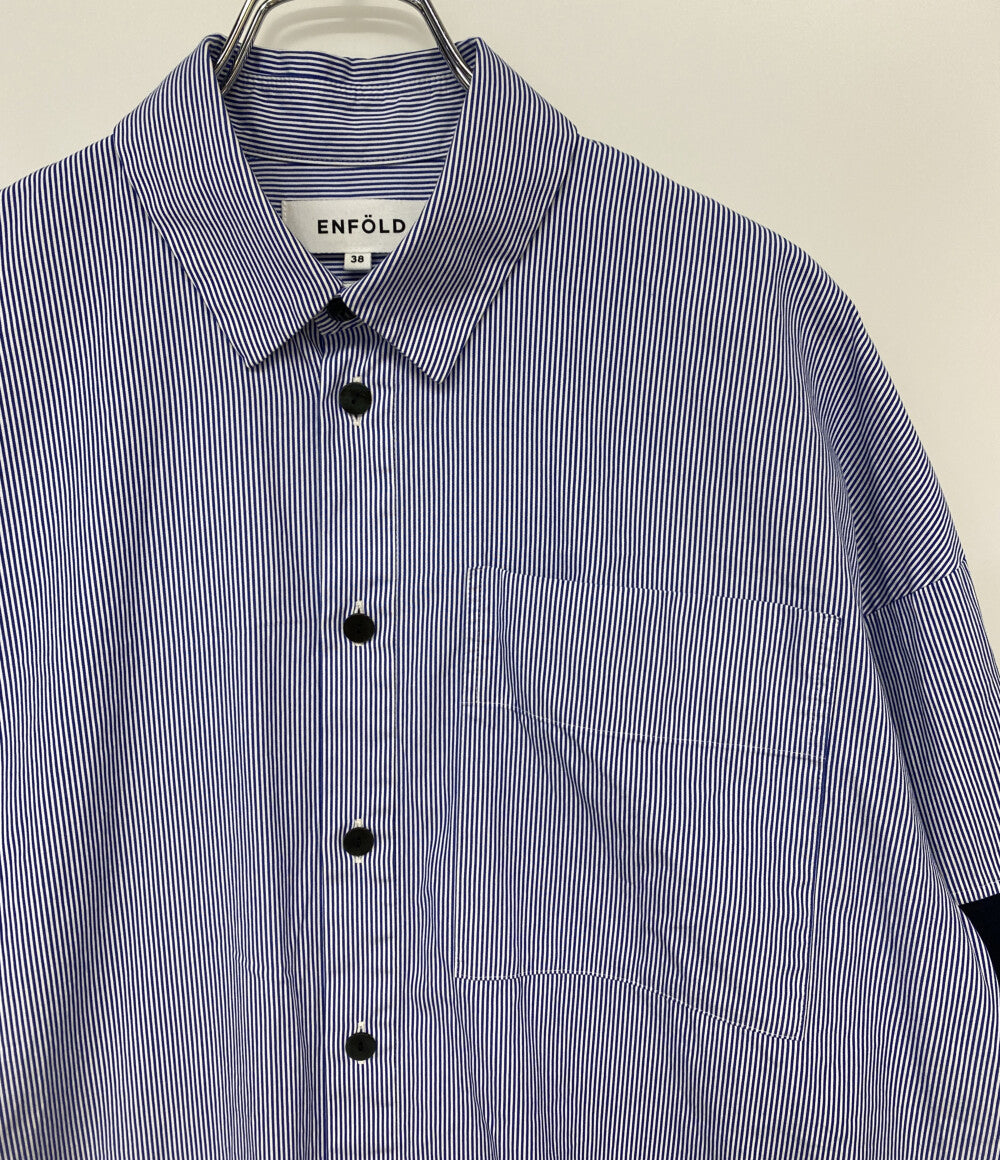 ENFOLD 長袖シャツ 25AW 300IA430-0381 KNIT COMBI SHIRT レディース SIZE 38 エンフォルド
