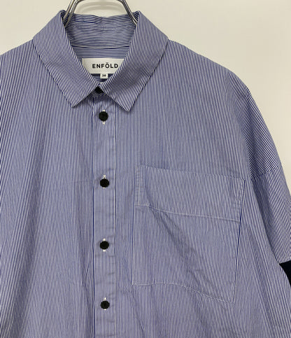 ENFOLD 長袖シャツ 25AW 300IA430-0381 KNIT COMBI SHIRT レディース SIZE 38 エンフォルド