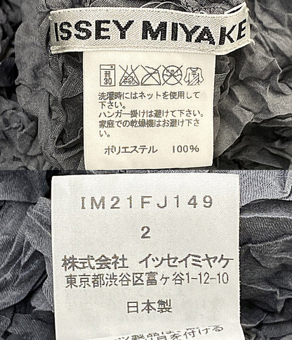 美品 ISSEY MIYAKE 長袖シャツ グレー シワ加工 IM21FJ149 レディース SIZE 2 イッセイミヤケ