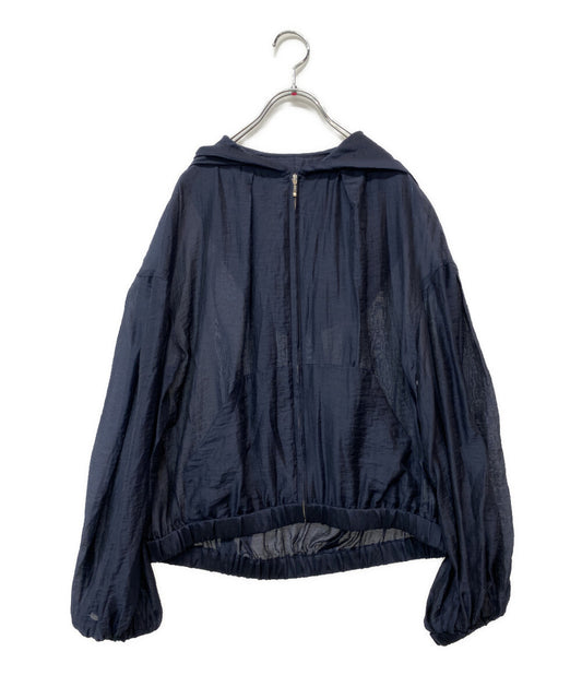 Three dots シャイニーシャツジップアップフーディ シアー ネイビー NE7003Y レディース SIZE S スリードッツ