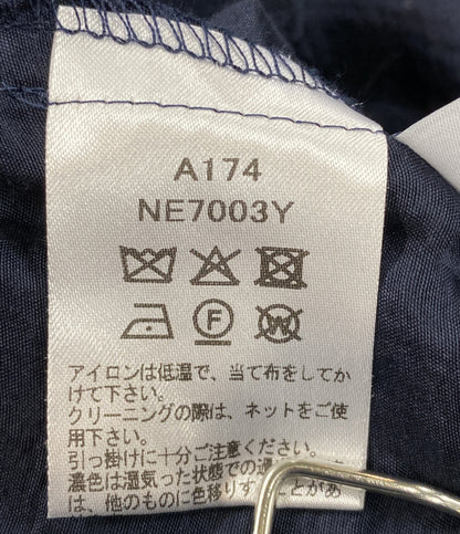 Three dots シャイニーシャツジップアップフーディ シアー ネイビー NE7003Y レディース SIZE S スリードッツ