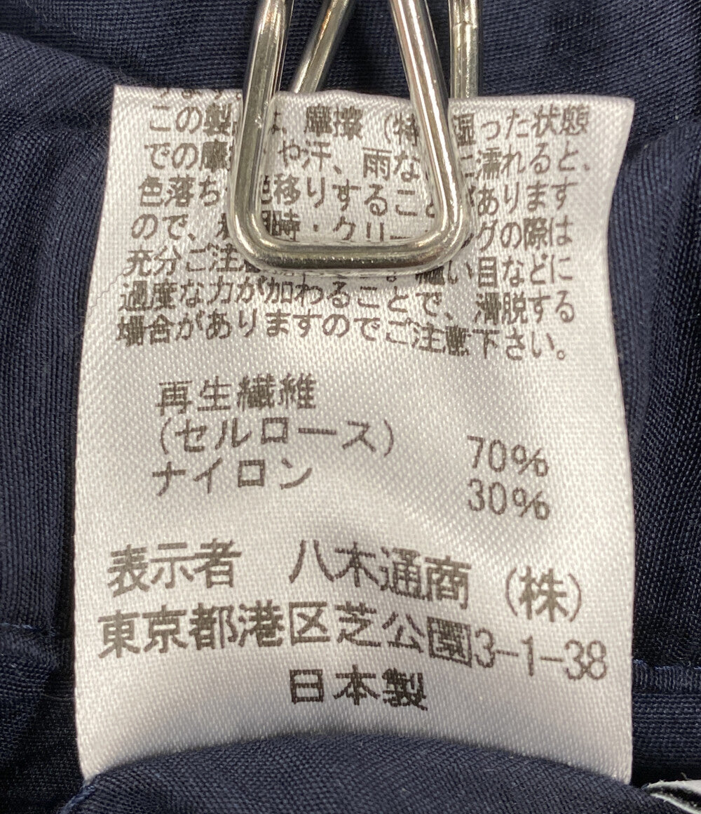 Three dots シャイニーシャツジップアップフーディ シアー ネイビー NE7003Y レディース SIZE S スリードッツ