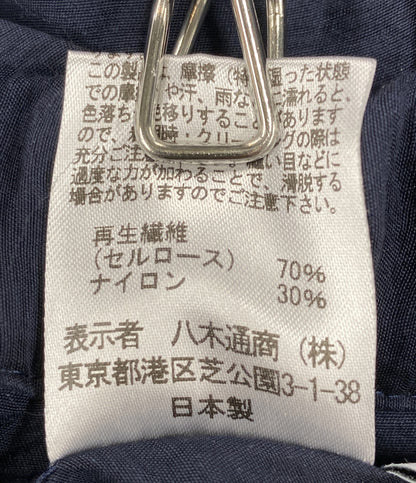 Three dots シャイニーシャツジップアップフーディ シアー ネイビー NE7003Y レディース SIZE S スリードッツ