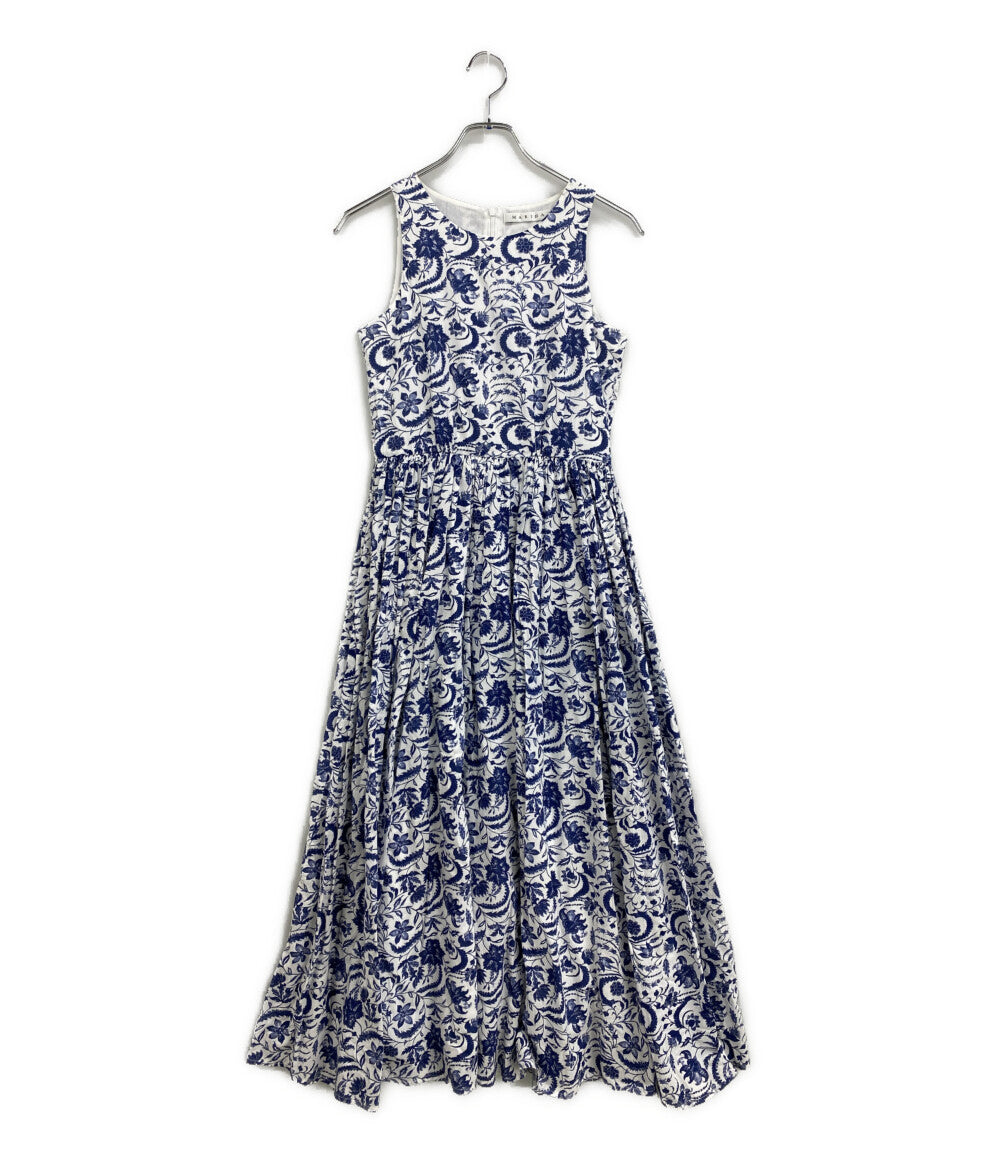 MARIHA ノースリーブワンピース ブルーホワイト 花柄 レディース SIZE 36 マリハ