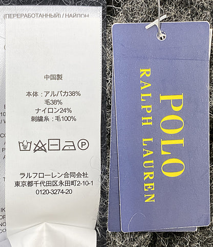美品 POLO RALPH LAUREN アランニット フラッグ ウールブレンド セーター アルパカ混 メンズ SIZE L ポロ・ラルフローレン