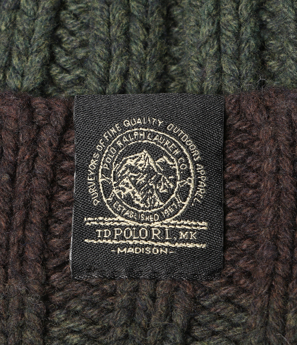 美品 POLO RALPH LAUREN ニット帽 ディップダイド リブニット メンズ SIZE ONE ポロ・ラルフローレン