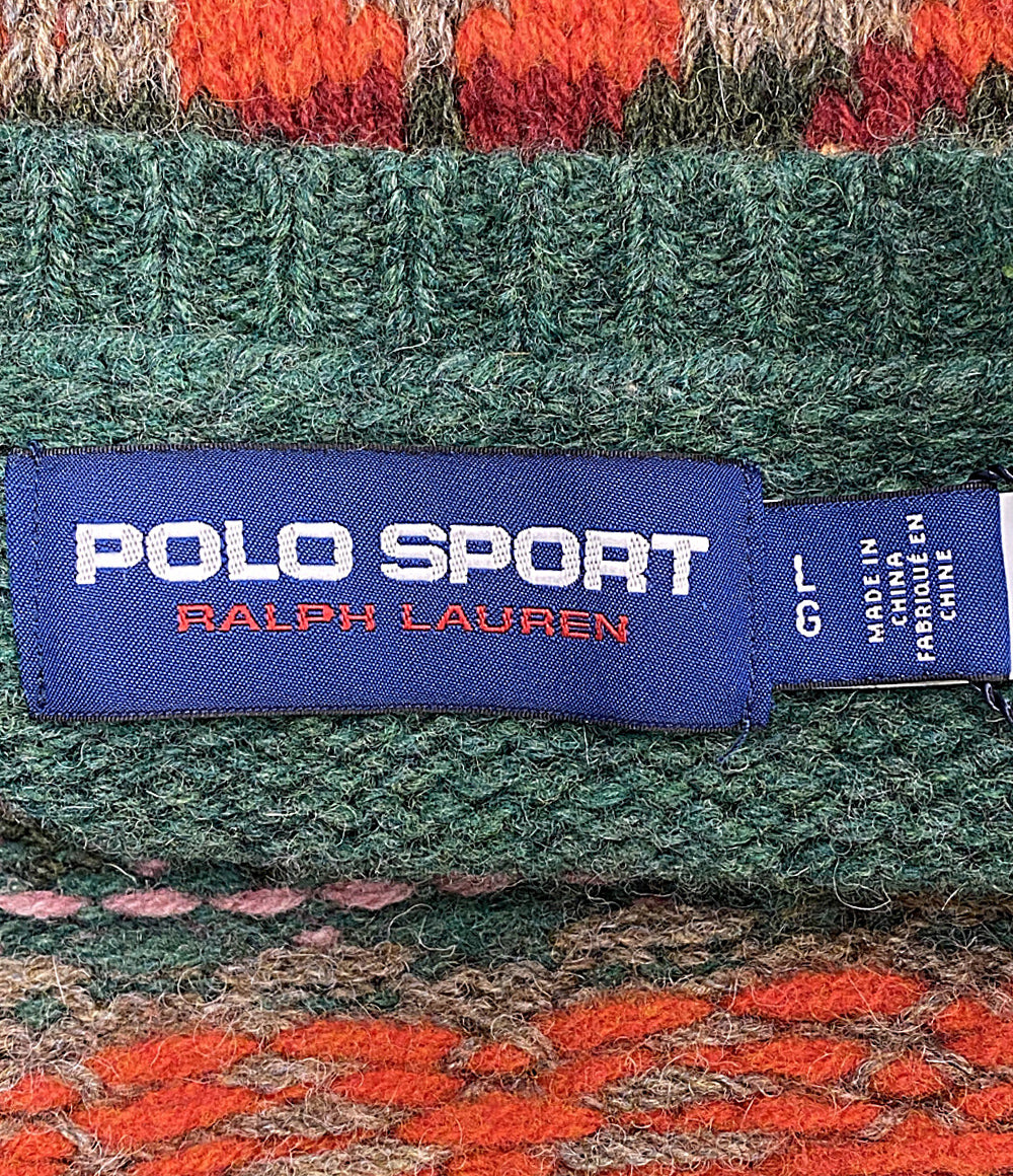美品 POLO SPORTS RALPH LAUREN ニット FAIR ISLE WOOL SWEATER GREEN メンズ SIZE L ポロスポーツ